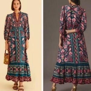 FARM Rio NWOT Teal Seashell Maxi Dress